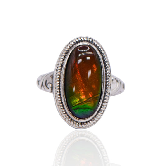 Vintage Ammolite Sterling Silver Ring