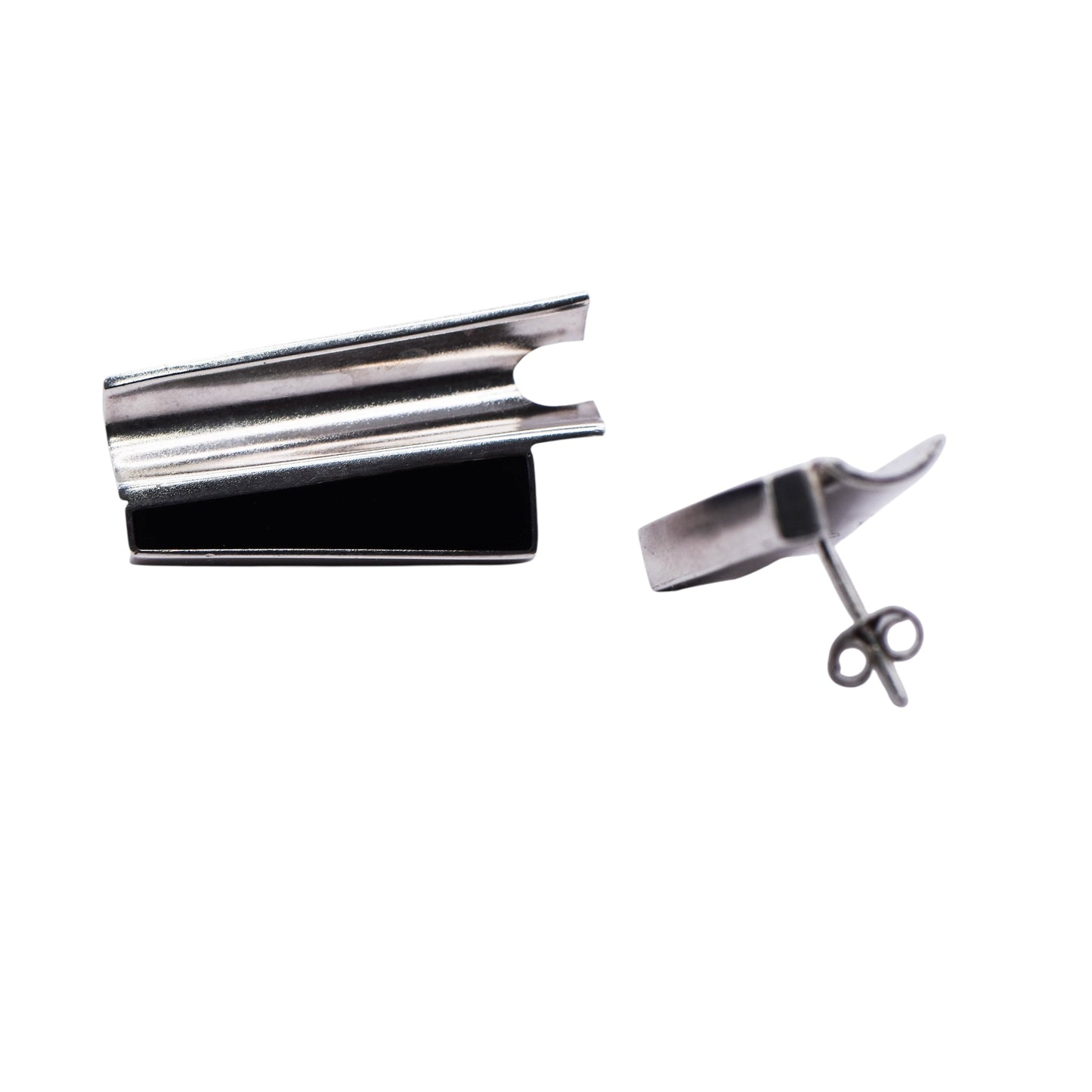 Vintage Onyx Slide Bar Post Sterling Silver Earrings