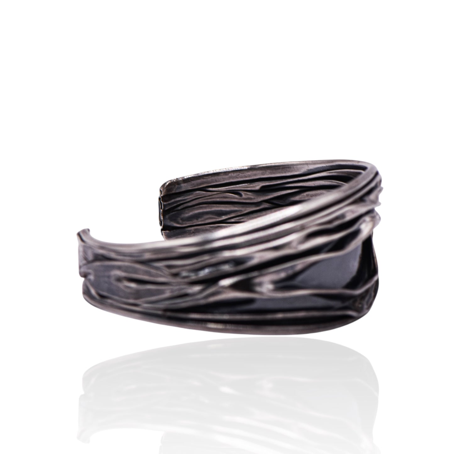 Vintage Wrinkled Cuff Sterling Silver Bracelet