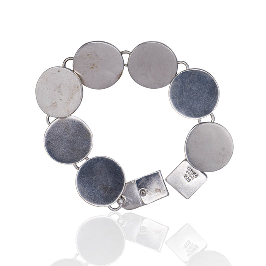 Vintage Circle Discs Sterling Silver Bracelet