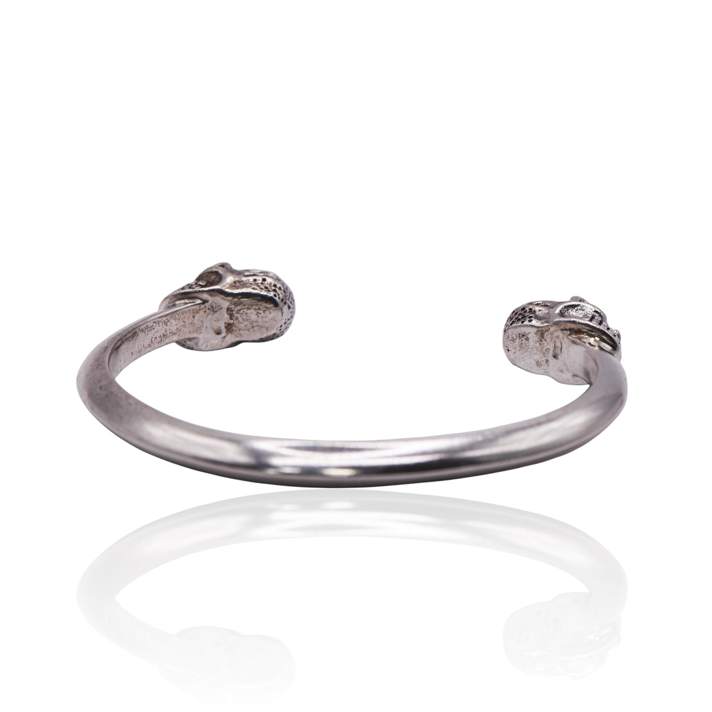 Vintage Skull Heads Cuff Sterling Silver Bracelet