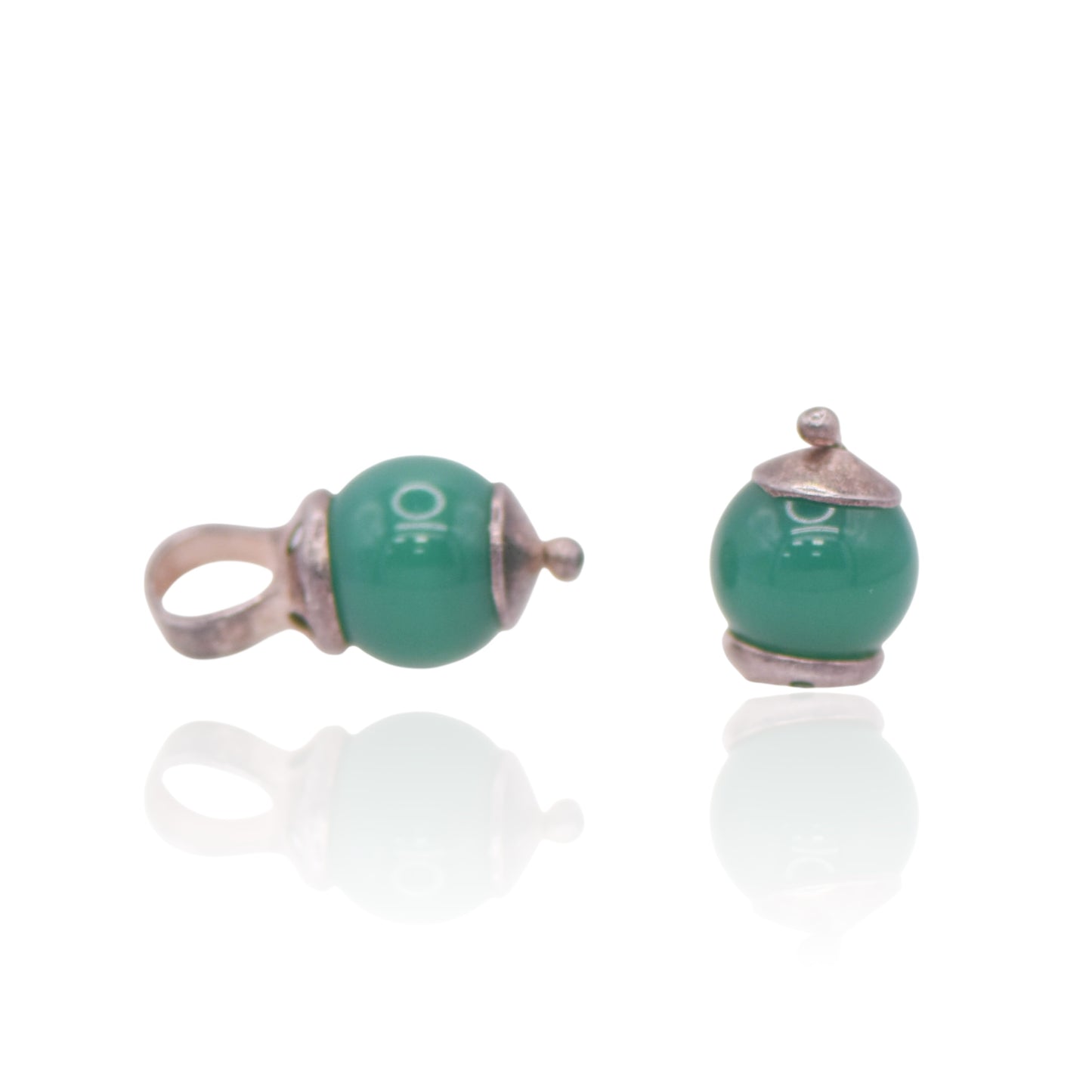 Vintage (2) Green Balls Add On For Hoop Earrings