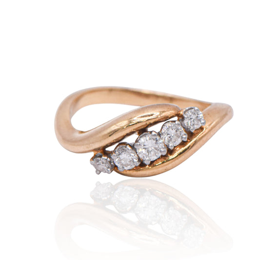 Estate Eternity Diamond Ring .34cttw Flow Ring 14K Yellow Gold