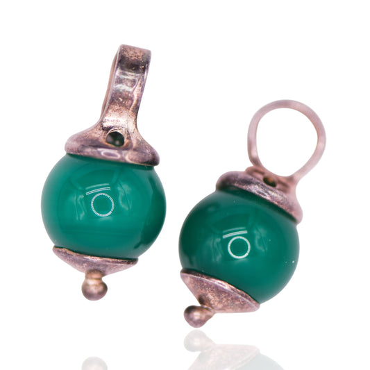 Vintage (2) Green Balls Add On For Hoop Earrings