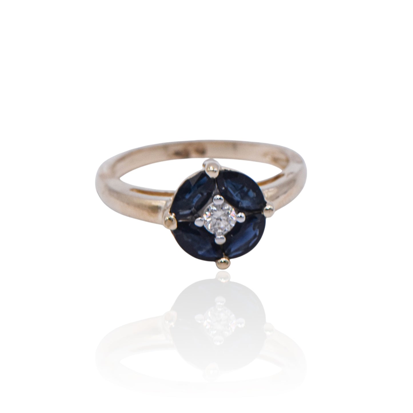 Estate Twilight Sapphire and Diamond Ring 14K Yellow Gold