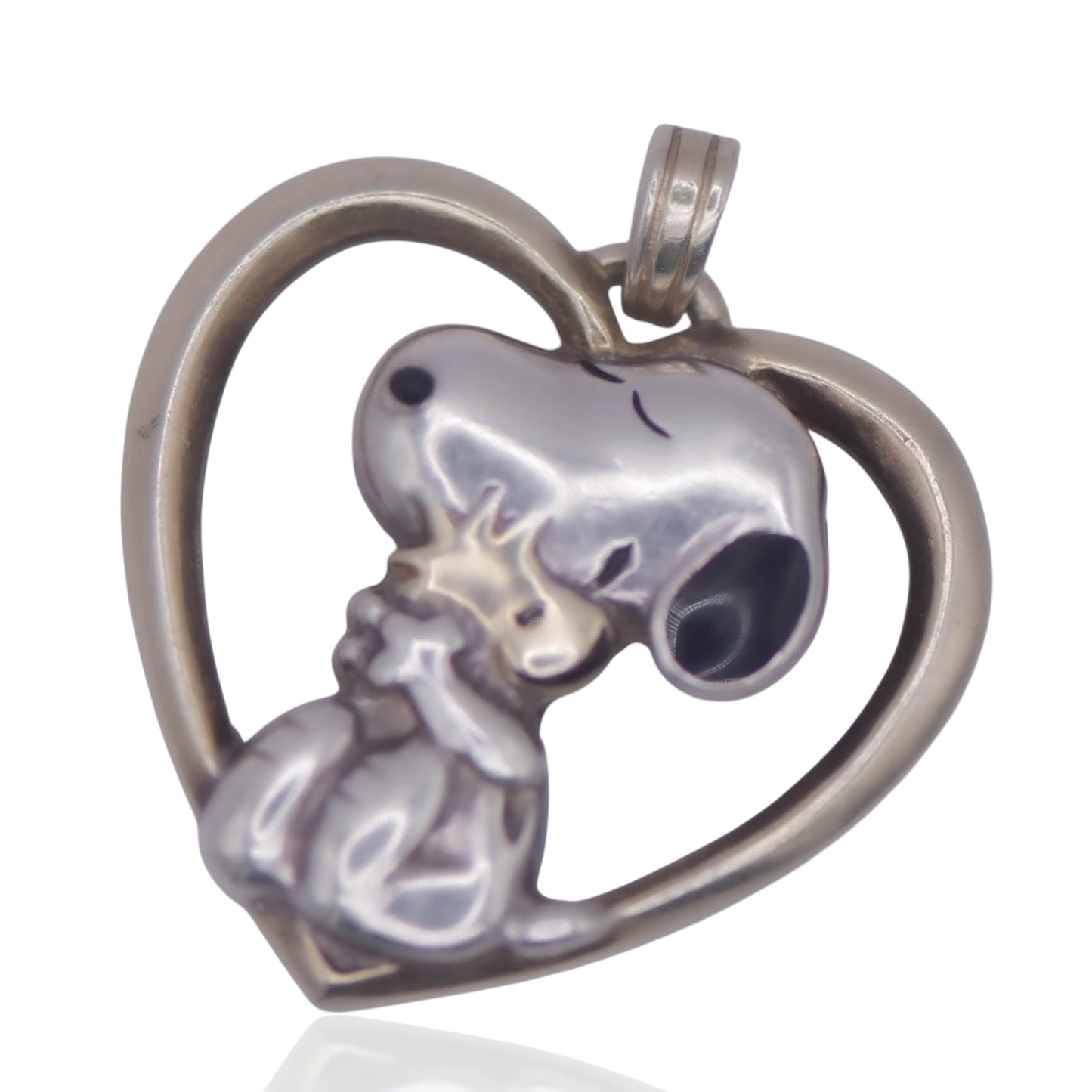 Vintage Snoopy Heart Sterling Silver Pendant