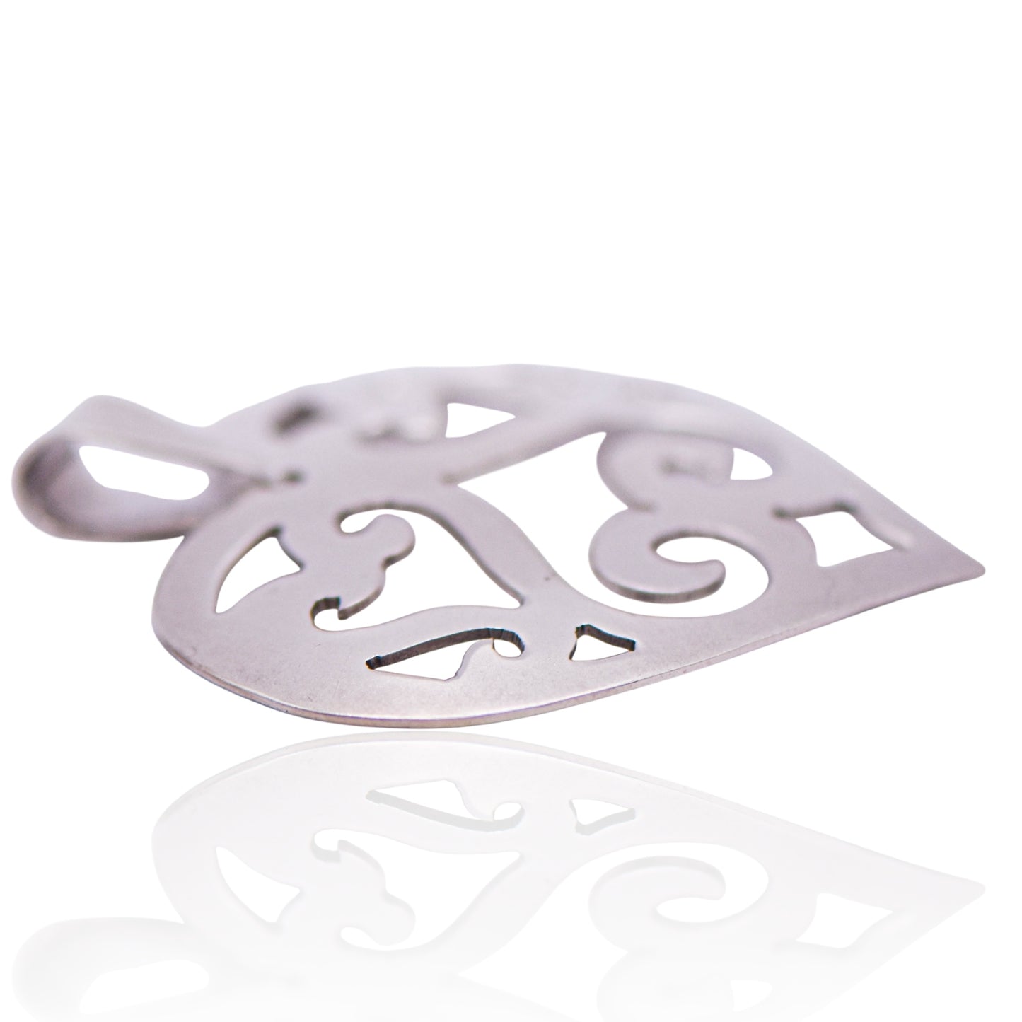Vintage Scroll Sterling Silver Heart Pendant