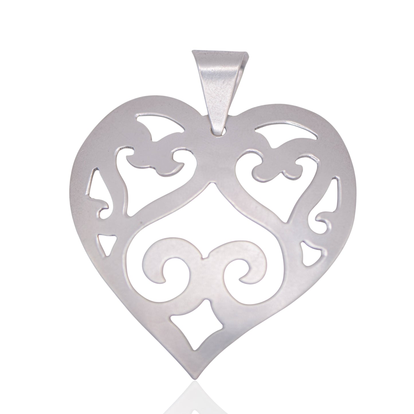 Vintage Scroll Sterling Silver Heart Pendant