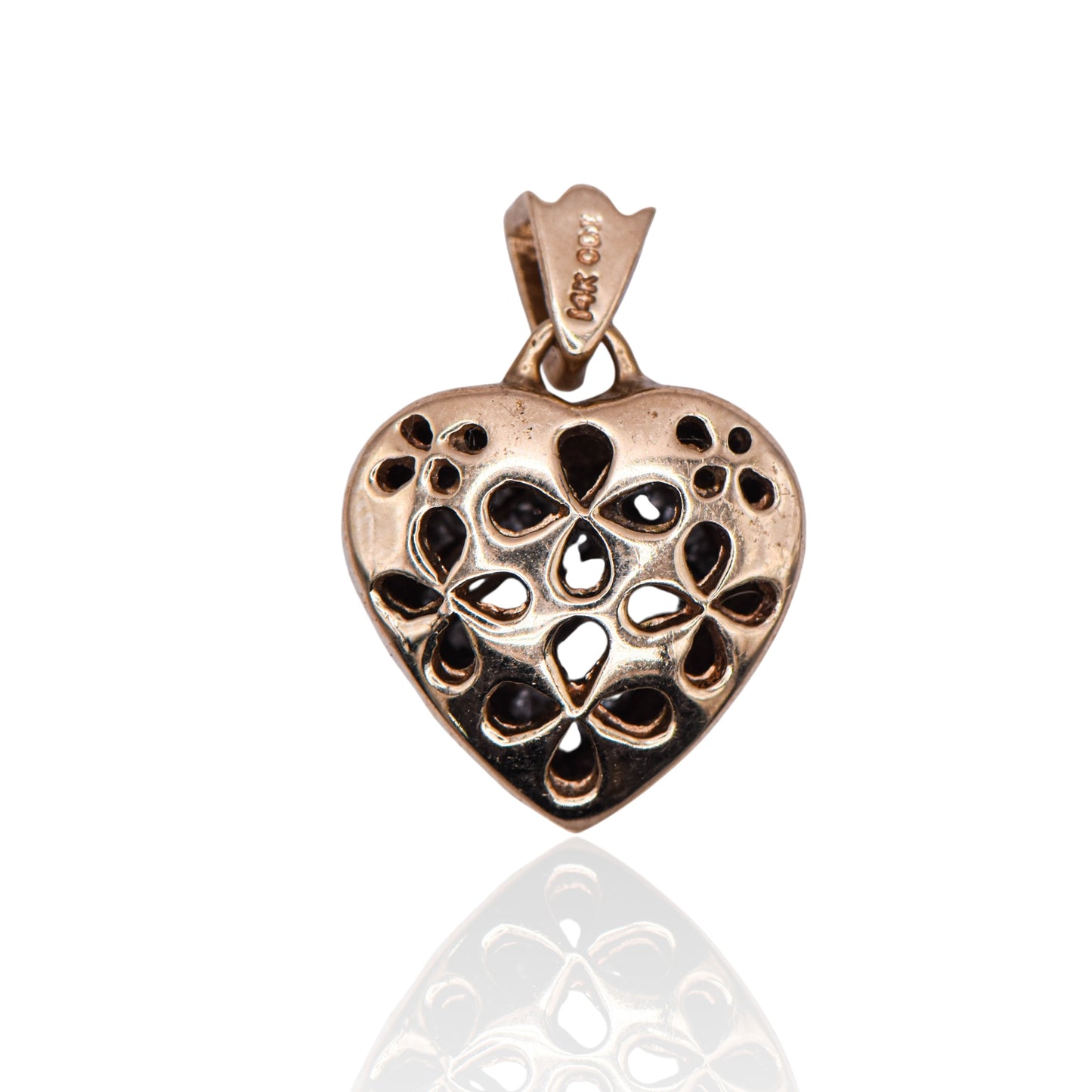Estate Diamond Heart Pendant (With Bail) 14K Yellow Gold