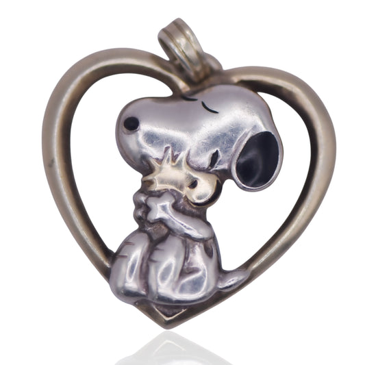 Vintage Snoopy Heart Sterling Silver Pendant
