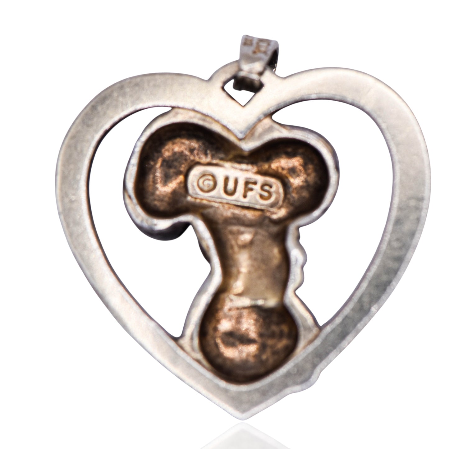 Vintage Snoopy Heart Sterling Silver Pendant
