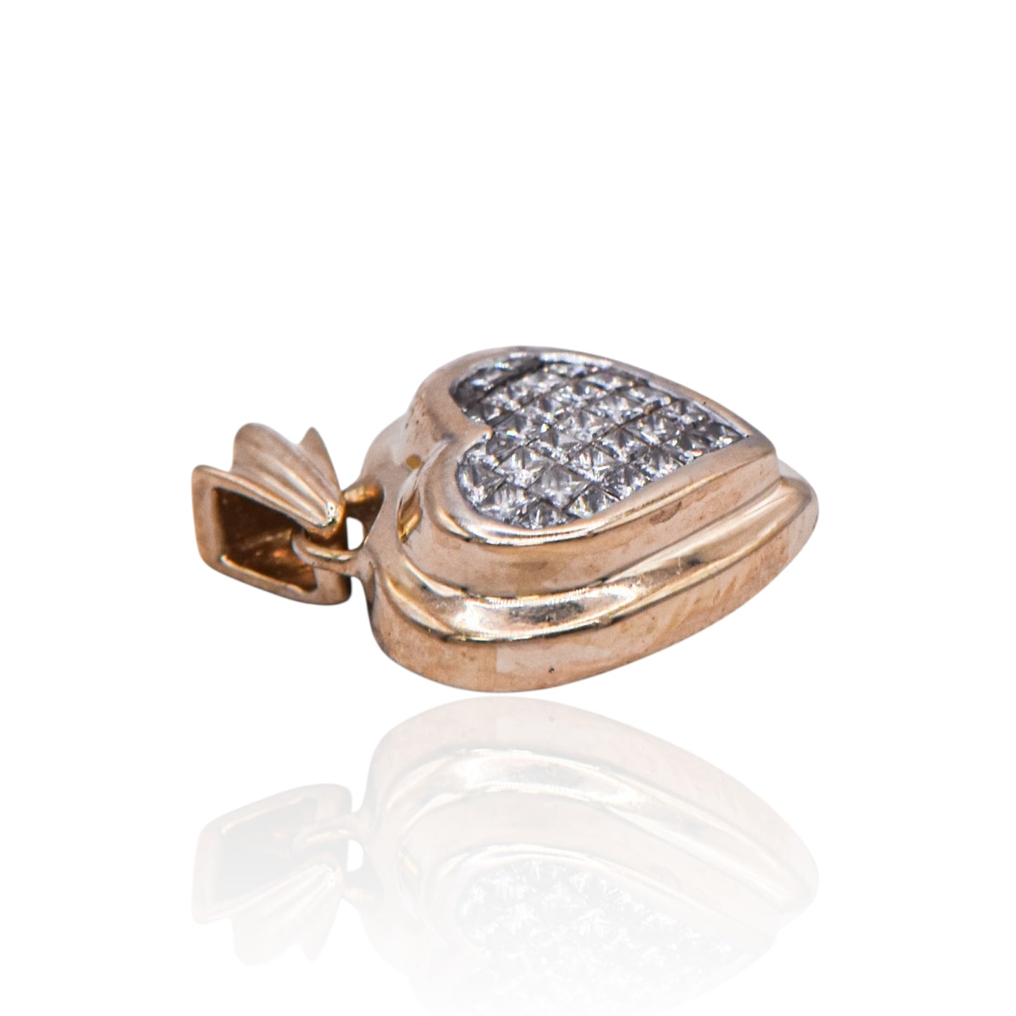 Estate Diamond Heart Pendant (With Bail) 14K Yellow Gold