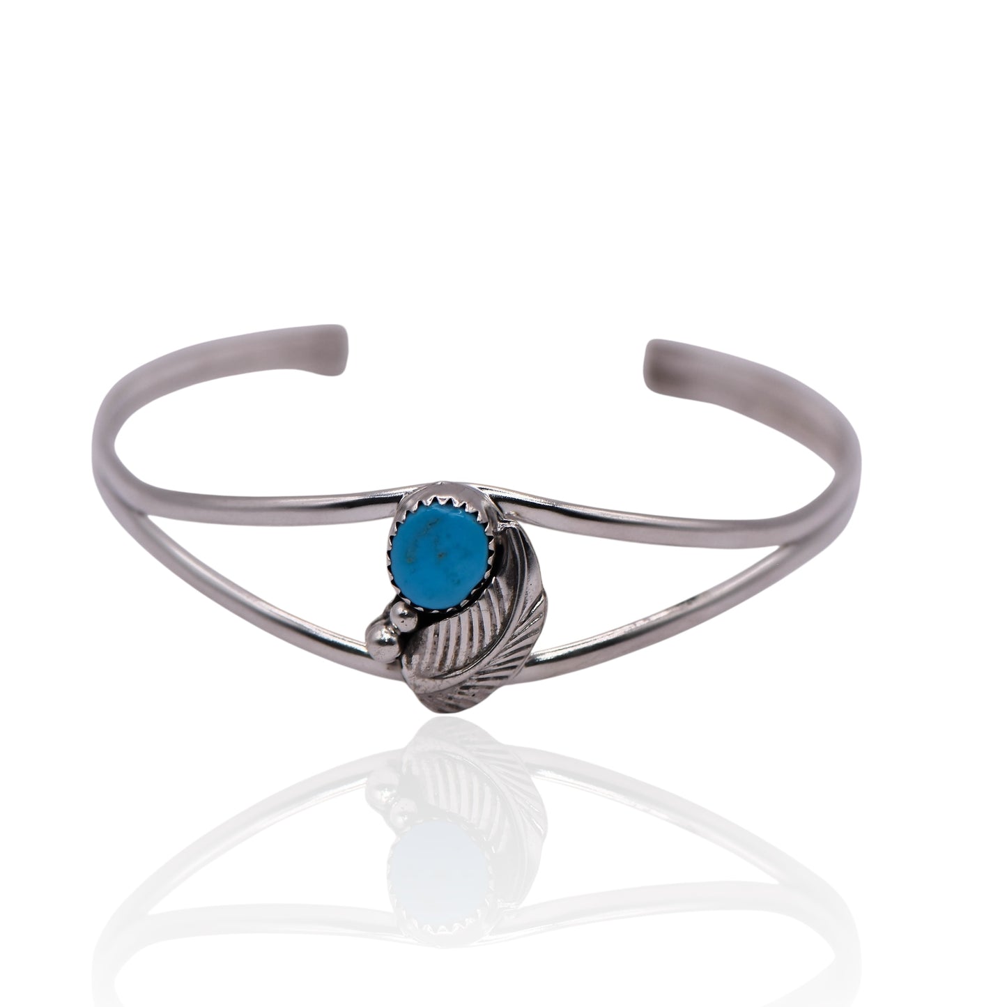 Vintage Native Turquoise Cuff Sterling Silver Bracelet