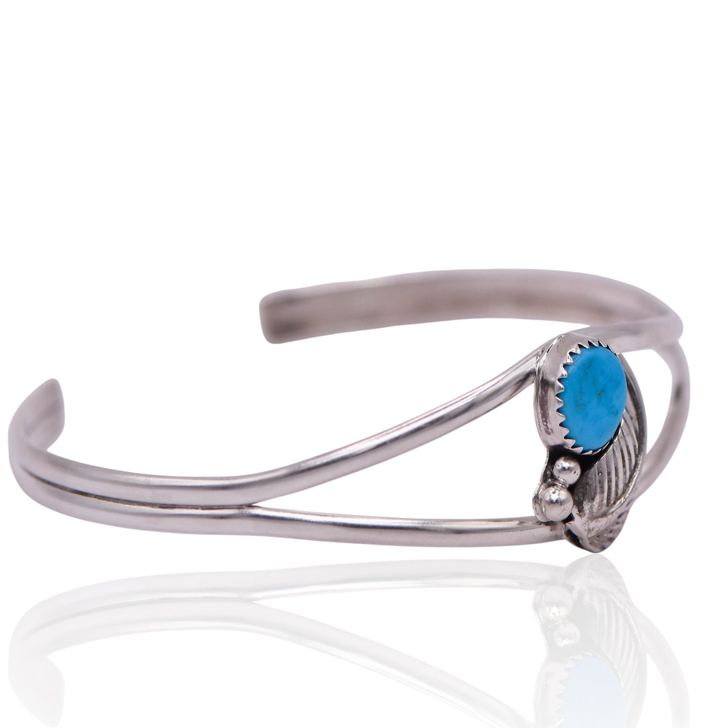 Vintage Native Turquoise Cuff Sterling Silver Bracelet
