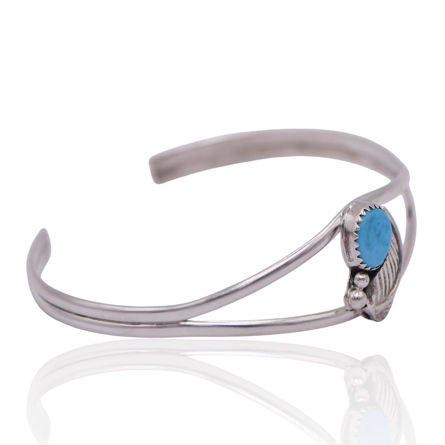 Vintage Native Turquoise Cuff Sterling Silver Bracelet
