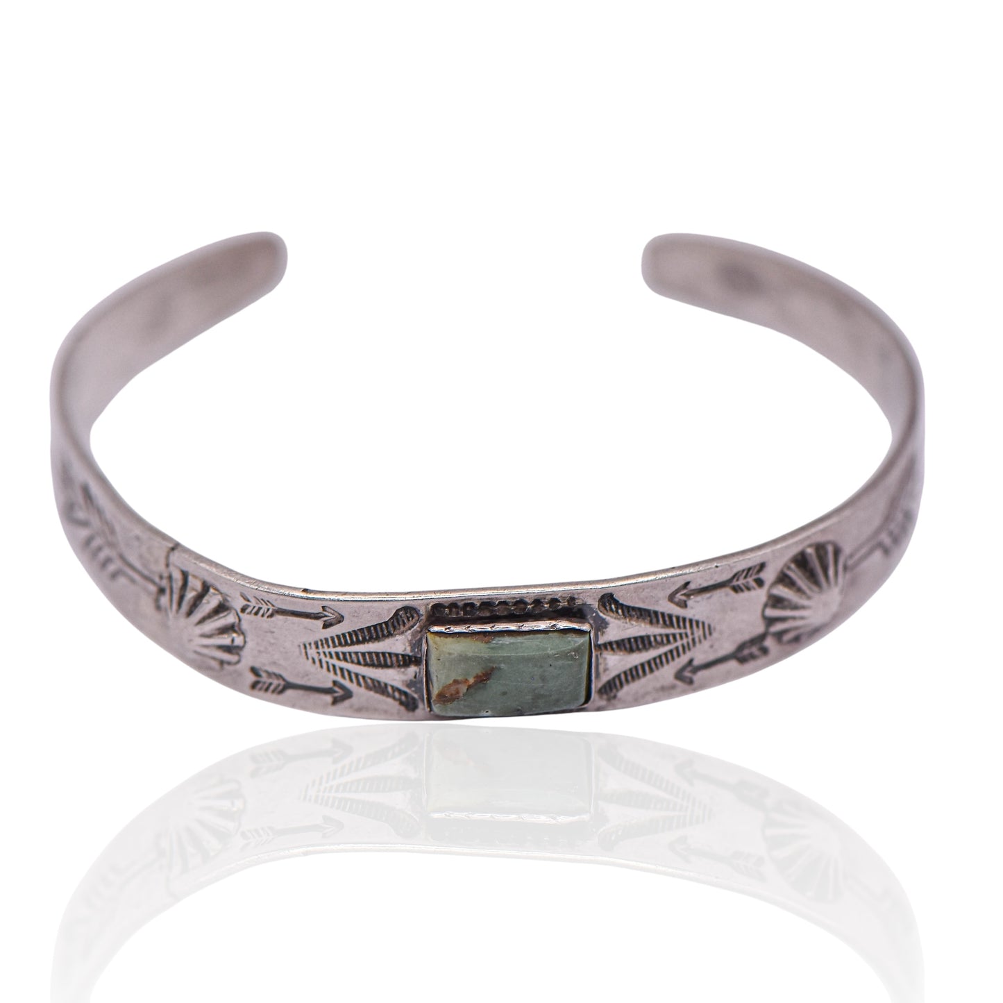 Vintage Green Turquoise Navajo Sterling Silver Bracelet