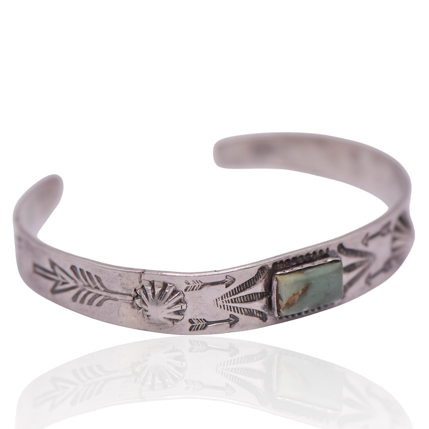 Vintage Green Turquoise Navajo Sterling Silver Bracelet