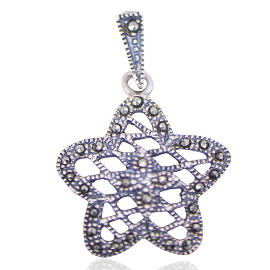 Vintage Marcasite Filigree Sterling Silver Star Pendant